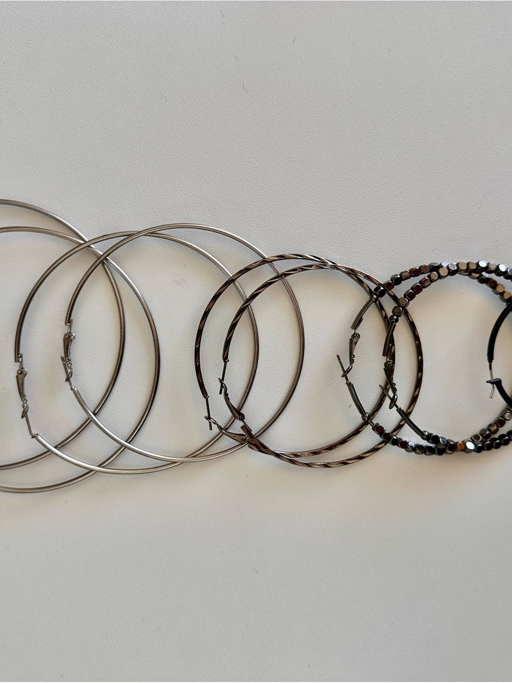 Silver and Gunmetal Mixed Hoop Earring Set - Women's Jewelry